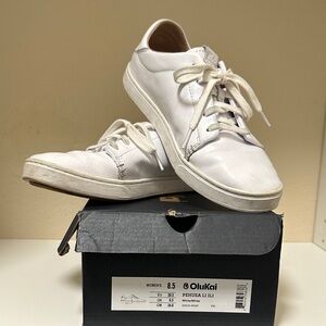 OluKai Women's White Leather Sneakers